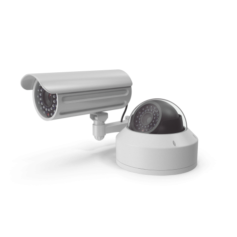 Two White Security Cameras.H03.2k